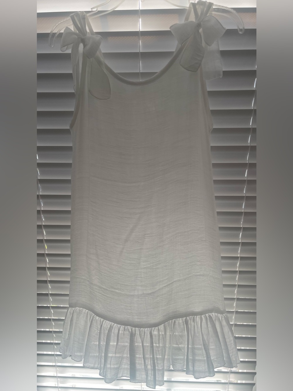 White Tie-Shoulder Ruffle Hem Sundress